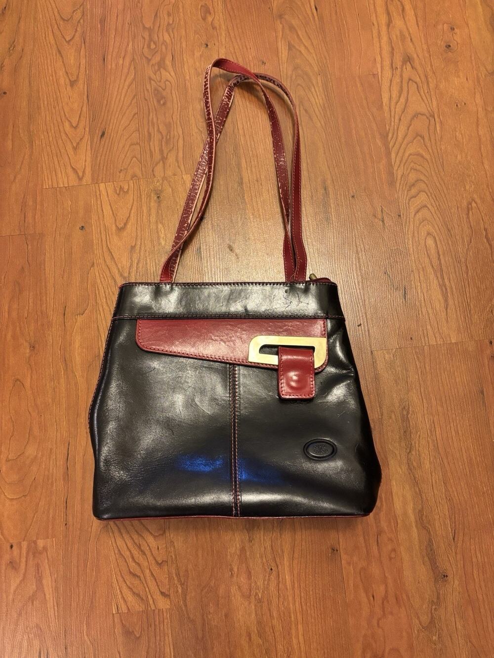 Vintage 90s Cuoieria Fiorentina Italy Black leather convertible purse back pack